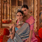 Grey Kanjivaram Silk Saree with Elegant Zari Weaving