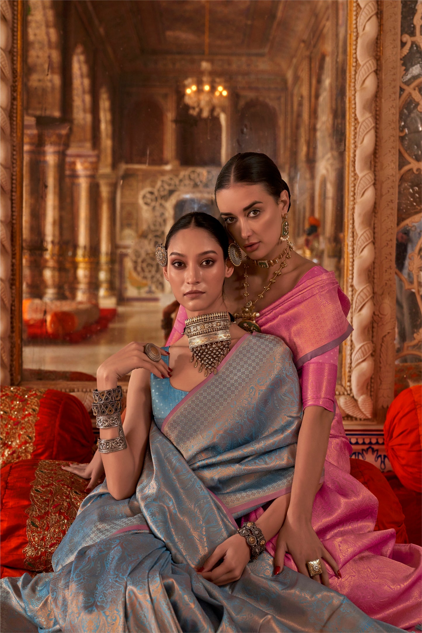 Grey Kanjivaram Silk Saree with Elegant Zari Weaving
