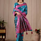 Teal Blue Banarasi Kanjivaram Silk Saree with Rich Pink Zari Work