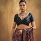 Black Printed Silk Saree with Ajrakh Motifs