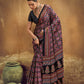 Black Printed Silk Saree with Ajrakh Motifs