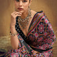 Black Printed Silk Saree with Ajrakh Motifs