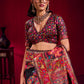 Black Silk Saree with Rich Multicolor Kashmiri Floral Border
