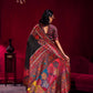 Black Silk Saree with Rich Multicolor Kashmiri Floral Border