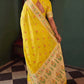 Bright Yellow Chanderi Organza Saree with Minakari Zari Border