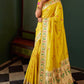 Bright Yellow Chanderi Organza Saree with Minakari Zari Border