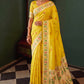 Bright Yellow Chanderi Organza Saree with Minakari Zari Border