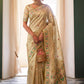 Cream Beige Chanderi Organza Saree with Minakar Zari Border