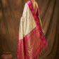 Cream Silk Saree with Pink Zari Border & Rich Pallu