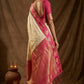 Cream Silk Saree with Pink Zari Border & Rich Pallu