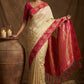 Cream Silk Saree with Pink Zari Border & Rich Pallu