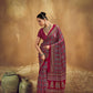 Deep Red Printed Silk Saree with Ajrakh-Inspired Traditional Motifs