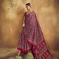 Deep Red Printed Silk Saree with Ajrakh-Inspired Traditional Motifs