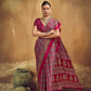 Deep Red Printed Silk Saree with Ajrakh-Inspired Traditional Motifs