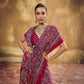 Deep Red Printed Silk Saree with Ajrakh-Inspired Traditional Motifs