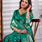 Emerald Green Banarasi Kanjivaram Silk Saree with Rich Zari Work