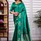 Emerald Green Banarasi Kanjivaram Silk Saree with Rich Zari Work