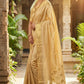 Elegant Beige Gold Soft Silk Saree with Zari Border