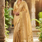 Elegant Beige Gold Soft Silk Saree with Zari Border
