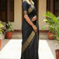 Elegant Black Soft Silk Saree with Golden Zari Border