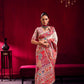 Elegant Ivory Silk Saree with Multicolor Kashmiri Floral Weaving Border