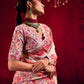 Elegant Ivory Silk Saree with Multicolor Kashmiri Floral Weaving Border
