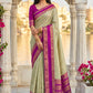 Elegant Light Sage Green Soft Silk Saree with Rani Pink Zari Border for Women