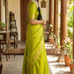 Elegant Lime Green Soft Silk Saree with Golden Zari Border