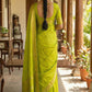 Elegant Lime Green Soft Silk Saree with Golden Zari Border