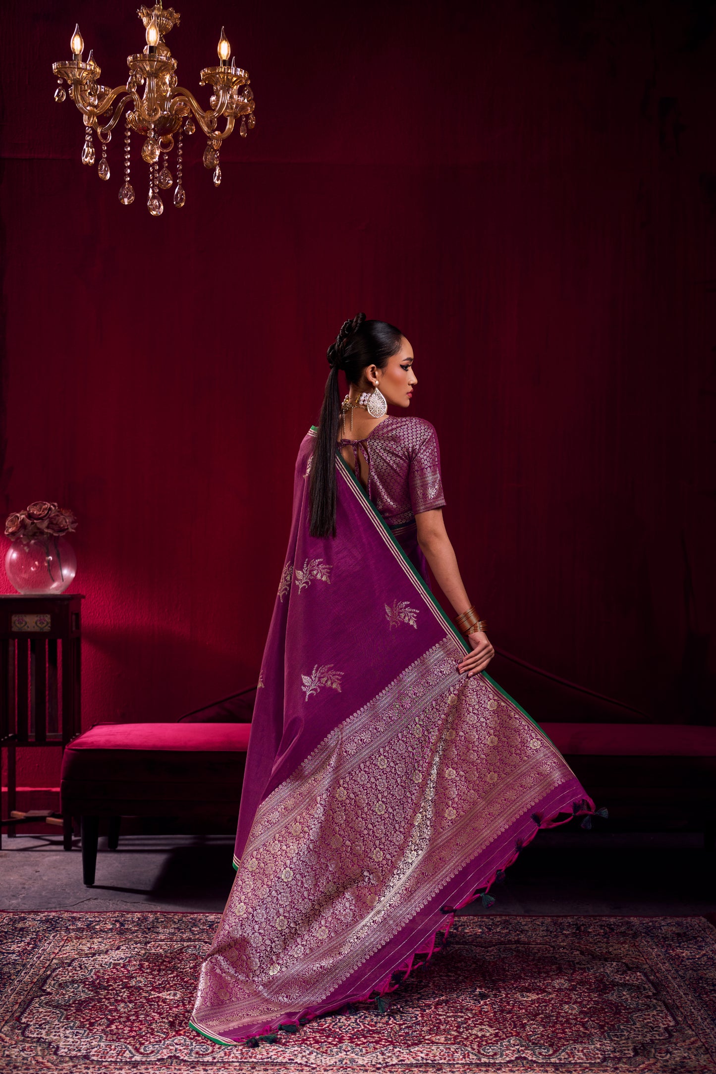 Elegant Magenta Purple Soft Silk Saree for Women with Zari Border