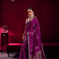 Elegant Magenta Purple Soft Silk Saree for Women with Zari Border