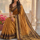 Elegant Mustard Brown Soft Silk Saree with Rich Golden Zari Border for Women