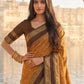 Elegant Mustard Brown Soft Silk Saree with Rich Golden Zari Border for Women