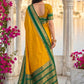 Elegant Mustard Yellow Soft Silk Saree with Green Zari Border for Women