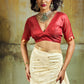 Elegant Off-White Silk Saree with Zari Butta and Contrast Maroon Pallu