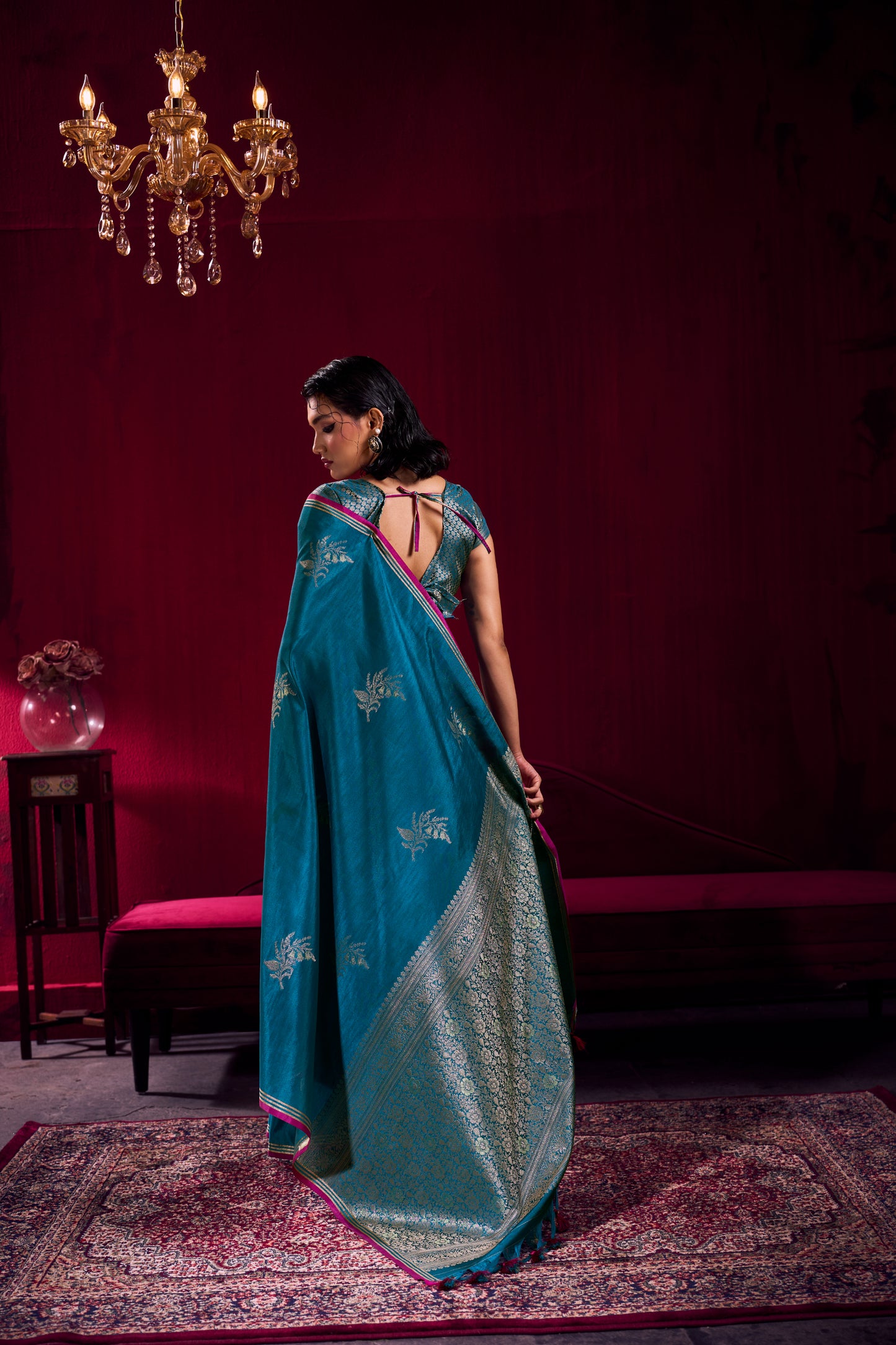 Elegant Teal Blue Soft Silk Saree for Women with Zari Woven Blouse