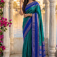 Elegant Teal Blue Soft Silk Saree with Royal Blue Zari Border for Women