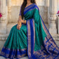 Elegant Teal Blue Soft Silk Saree with Royal Blue Zari Border for Women