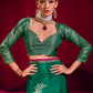 Emerald Green Soft Silk Saree for Women with Zari Weaving Border