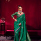 Emerald Green Soft Silk Saree for Women with Zari Weaving Border
