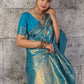 Firoza Blue Banarasi Kanjivaram Silk Saree with Rich Zari Work