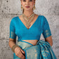 Firoza Blue Banarasi Kanjivaram Silk Saree with Rich Zari Work