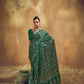 Green Printed Silk Saree with Traditional Ajrakh Motifs
