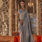 Grey Kanjivaram Silk Saree with Elegant Zari Weaving
