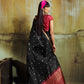 Jet Black Banarasi Silk Saree with Rich Zari Work