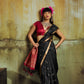 Jet Black Banarasi Silk Saree with Rich Zari Work