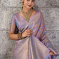 Lavender Pastel Pink Banarasi Kanjivaram Silk Saree with Rich Zari Work