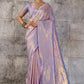Lavender Pastel Pink Banarasi Kanjivaram Silk Saree with Rich Zari Work