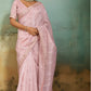 Light Pink Organza Silk Saree with Subtle Zari Stripes