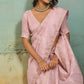 Light Pink Organza Silk Saree with Subtle Zari Stripes